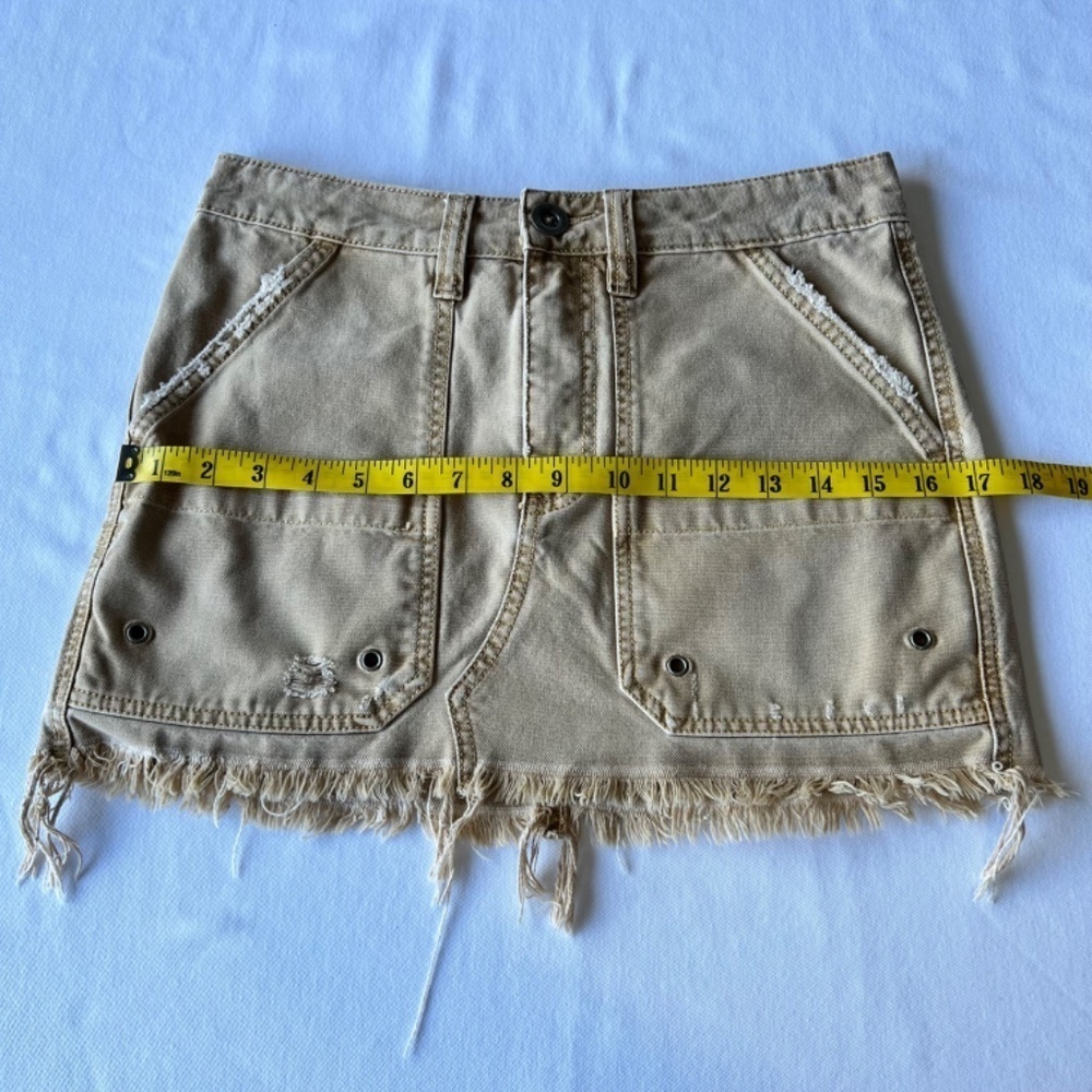 *FIRM PRICE* Free People cotton canvas distressed cargo utility style mini skirt - Picture 5 of 8